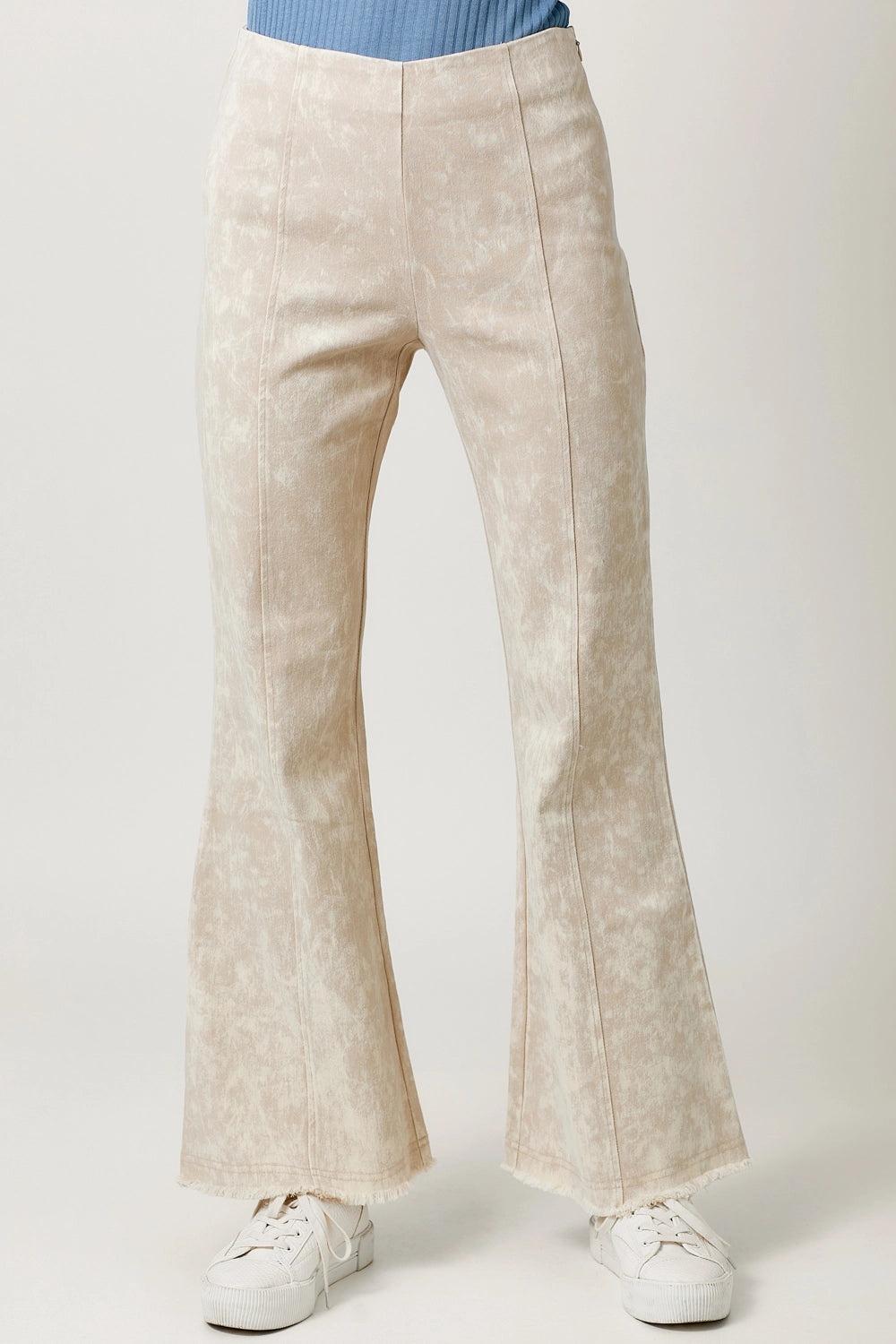 High Waisted Flare Pants-Almond
