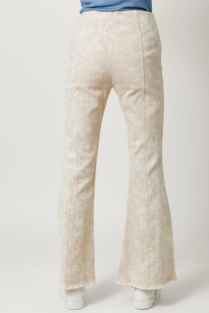 High Waisted Flare Pants-Almond