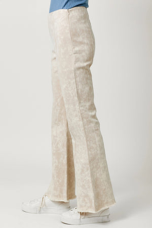 High Waisted Flare Pants-Almond