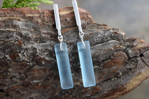 Linear Aqua Eco Glass Earrings