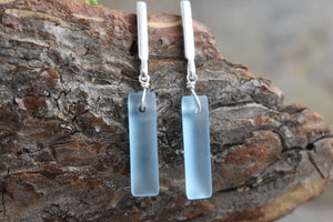 Linear Aqua Eco Glass Earrings