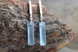 Linear Aqua Eco Glass Earrings
