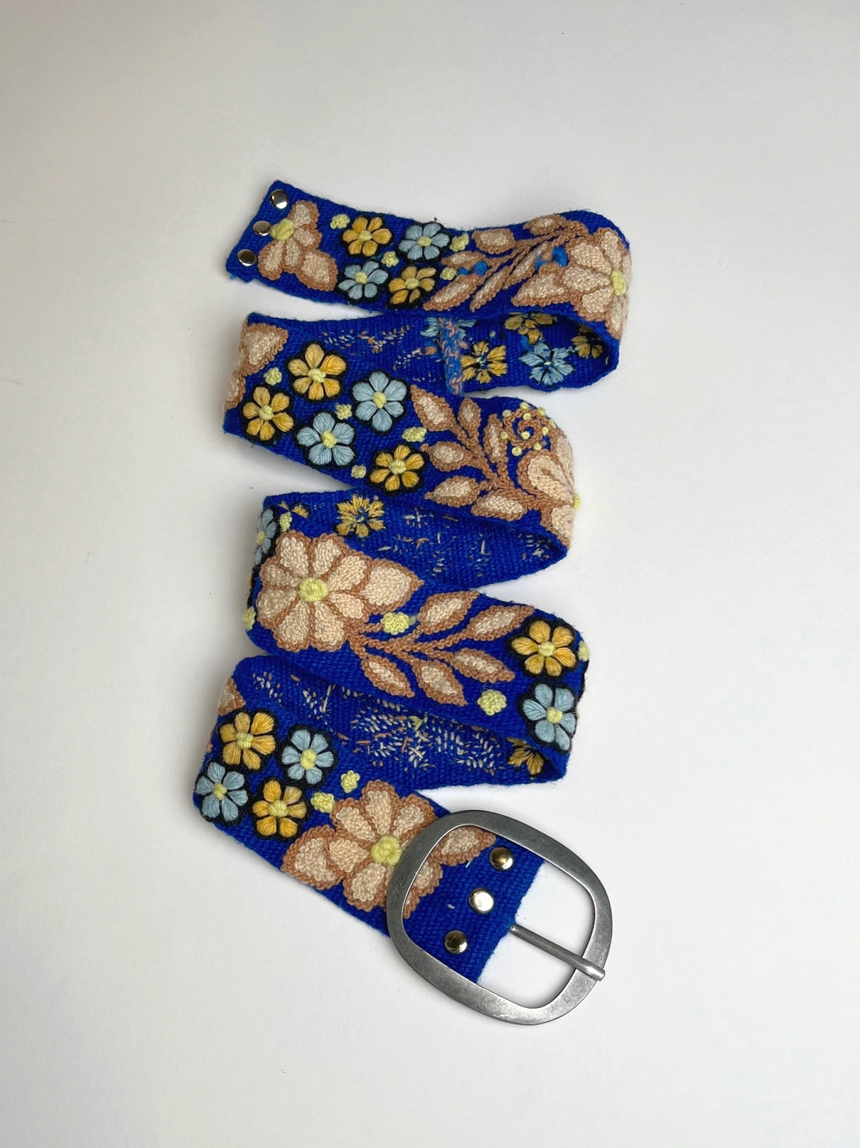 Blue Ariana Embroidered Wide Belt