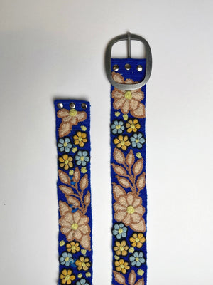 Blue Ariana Embroidered Wide Belt
