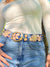 Blue Ariana Embroidered Wide Belt