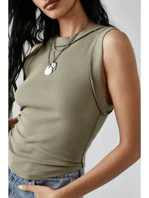 Army Green Ribbed Tank Top