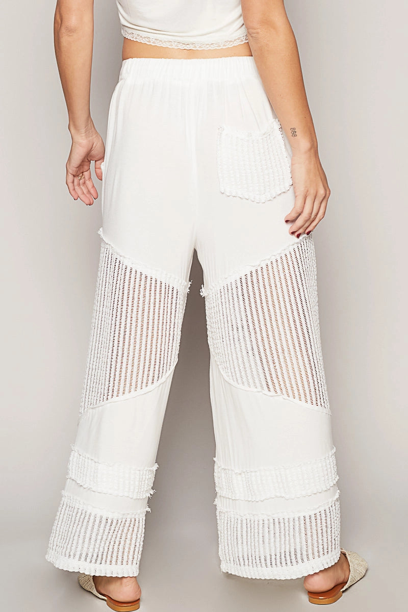 Ivory See-Through Contrast Pants