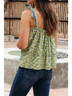 Printed Green Babydoll Tank