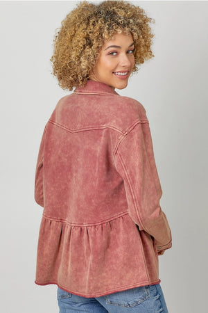 Washed Berry Terry Fleece Jacket