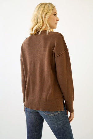 Brown Exposed Seams Sweater