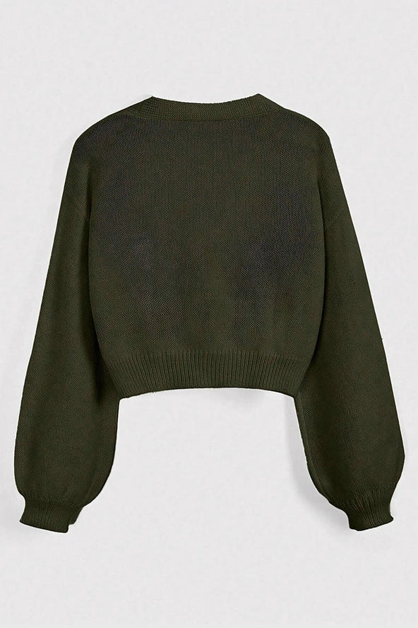Green Embroidered Cardigan