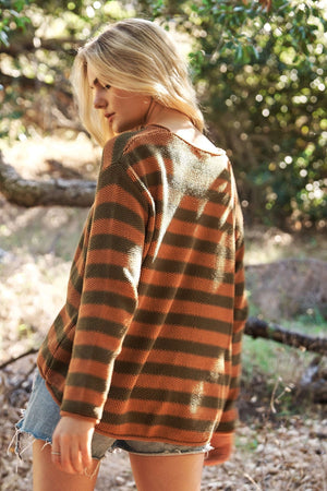 Rust Red Striped Sweater