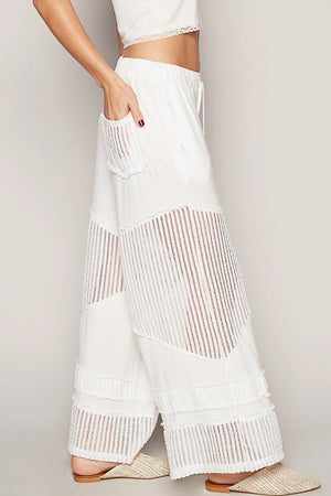 Ivory See-Through Contrast Pants