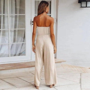 Beige Strapless Jumpsuit