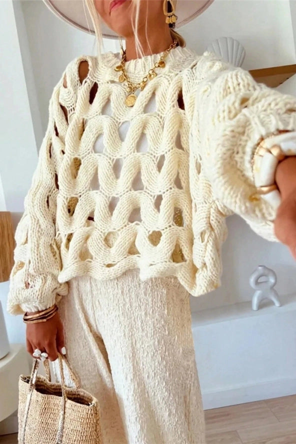 Open Knit Wavy Sweater
