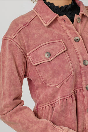 Washed Berry Terry Fleece Jacket