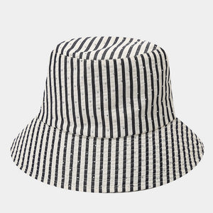Striped Rhinestone Bucket Hat