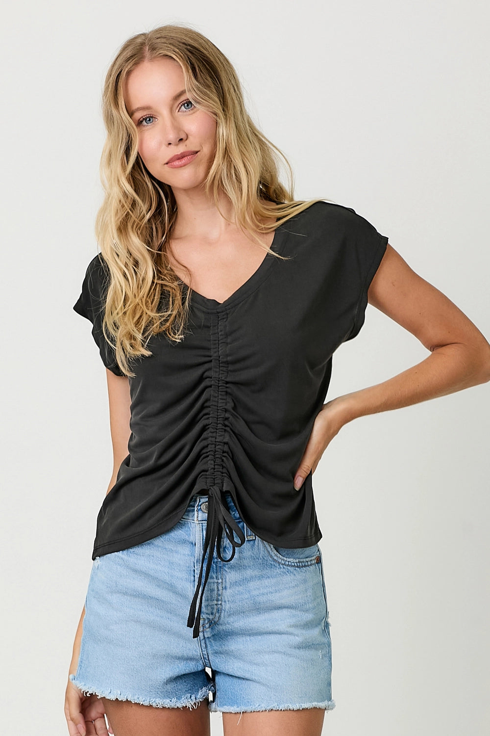 Black Ruched Modular Top