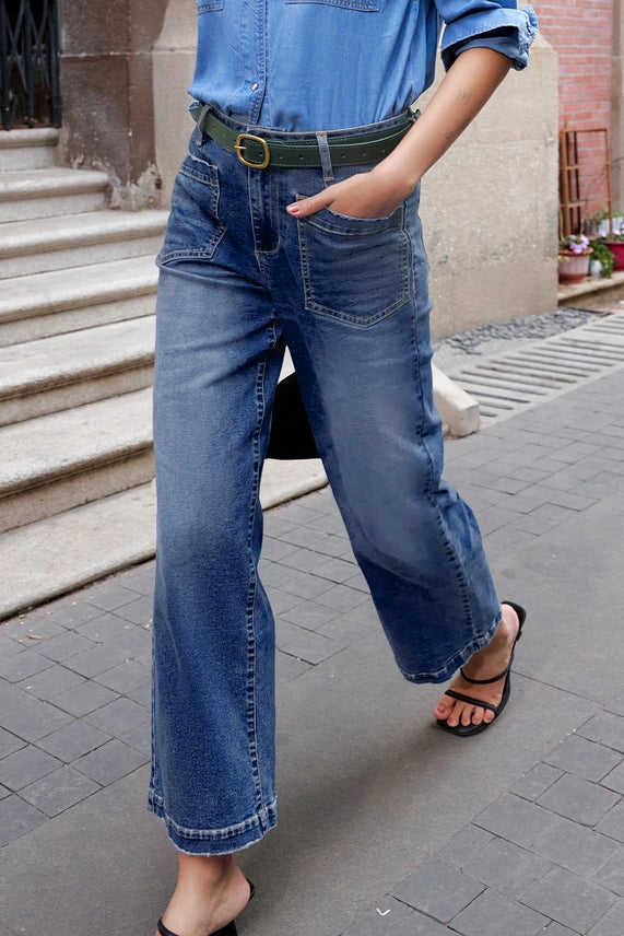 Patch Pocket Blue Jeans
