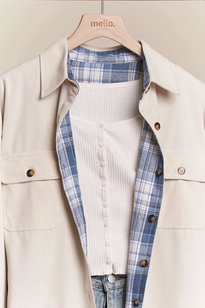 Reversible Blue & White Corduroy/Plaid Shirt