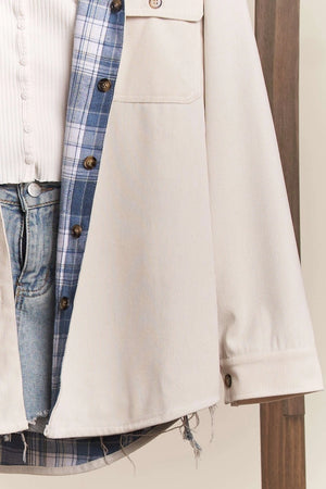 Reversible Blue & White Corduroy/Plaid Shirt