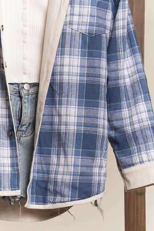 Reversible Blue & White Corduroy/Plaid Shirt