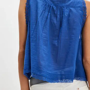 Blue Button Front Tank Top