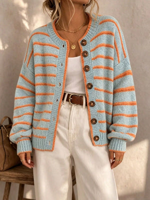 Blue & Orange Striped Cardigan