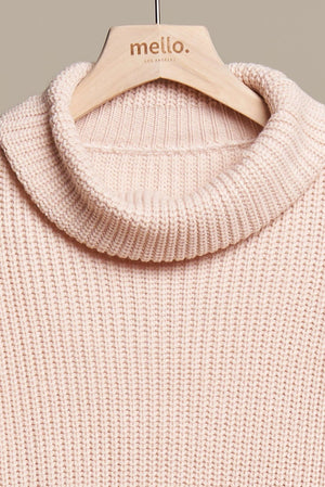 Blush Mock Neck Embroidered Sweater