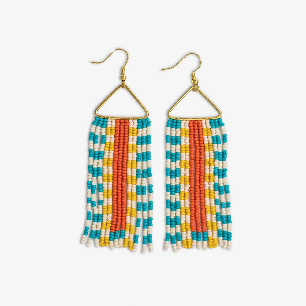 Amalfi Two-Tone Checkered Beaded Earrings