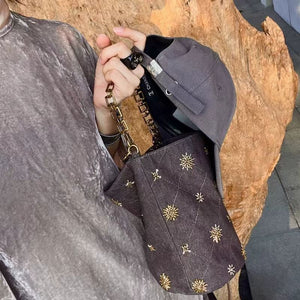 Beaded Brown Bucket Bag