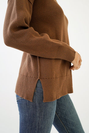 Brown Exposed Seams Sweater