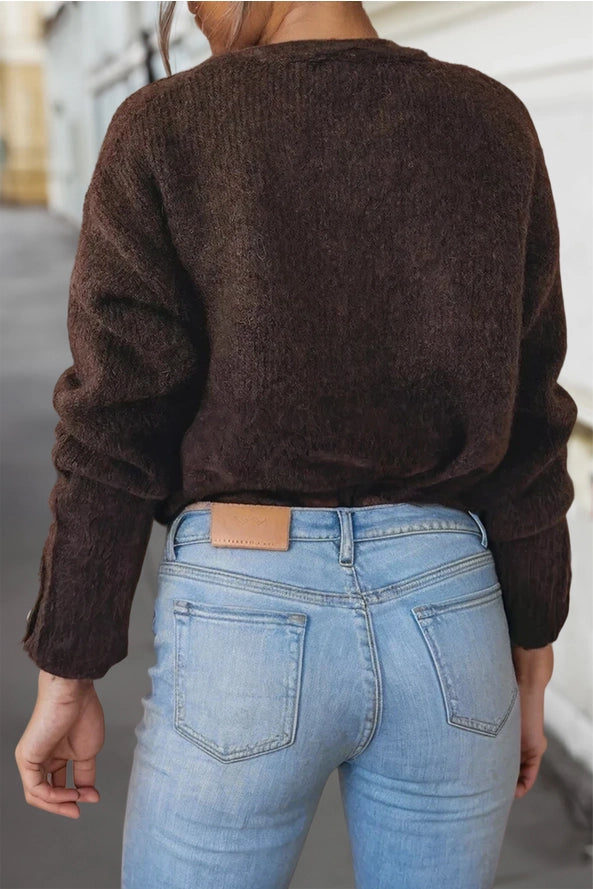 Chocolate Cardigan with  Heart Buttons