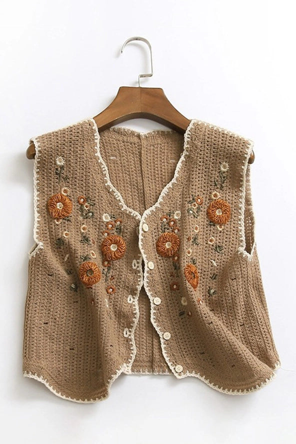 Brown Floral Vest