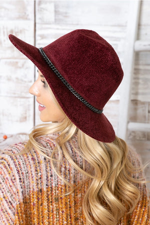 Burgundy Chenille Hat (Chain Link Band)