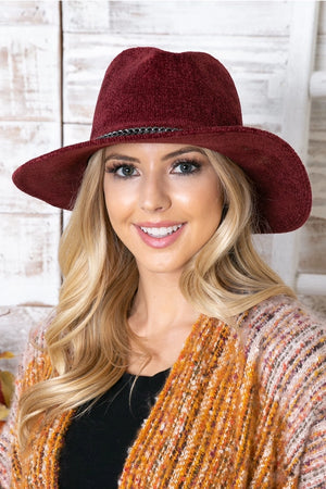 Burgundy Chenille Hat (Chain Link Band)