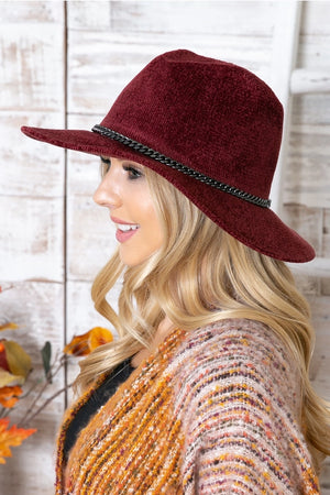 Burgundy Chenille Hat (Chain Link Band)