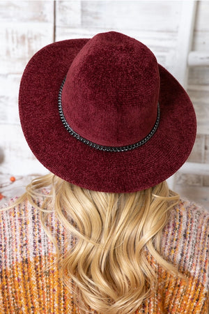 Burgundy Chenille Hat (Chain Link Band)