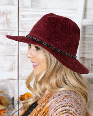 Burgundy Chenille Hat (Chain Link Band)