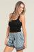 Blue & Black Patterned Smock Waist Shorts