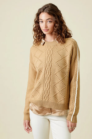 Latte Cable Knit Sweater