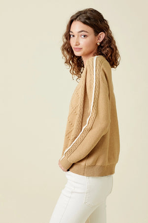 Latte Cable Knit Sweater