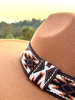 Camel Wide Brim Hat W/ Aztec Band