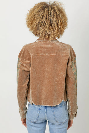 Camel Mix Plaid & Corduroy Jacket