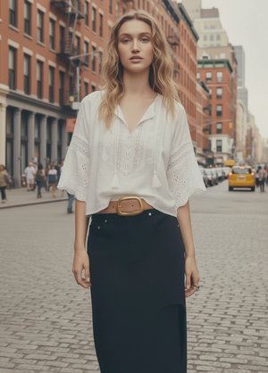 Camel Suede Belt-Gold Buckle