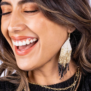 Long Gold Ombre Beaded Earrings