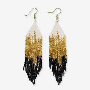 Long Gold Ombre Beaded Earrings