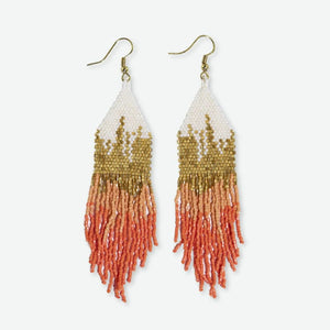 Long Gold Ombre Beaded Earrings