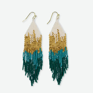 Long Gold Ombre Beaded Earrings