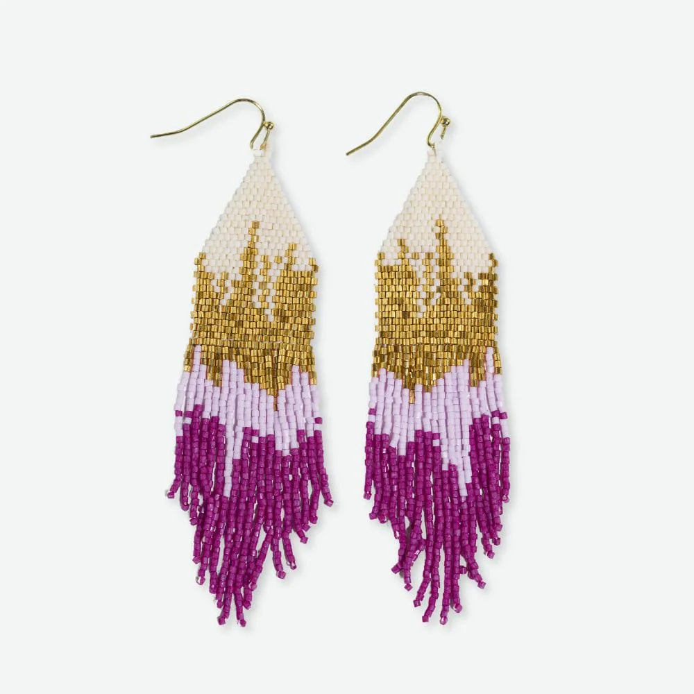 Long Gold Ombre Beaded Earrings